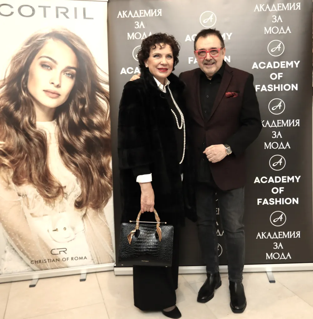 Проф. Любомир Стойков заедно с Антония Първанова. Фото: © Академия за мода / Петър Станев