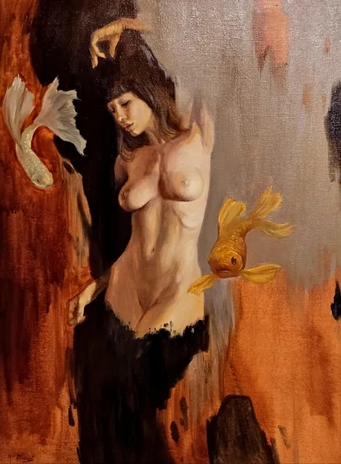 Картина от изложбата „Кехлибарени сънища“. Фото: Личен архив на Костадин Жиков